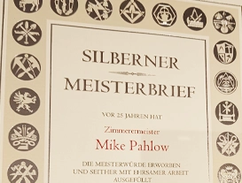silberner Meisterbrief für 25 Jahre von Mike Pahlow